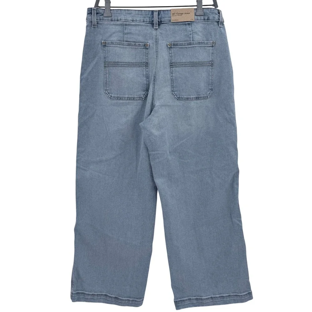 LL Bean 207 Vintage Jeans Womens 12 Reg Light Indigo Wide‎ Leg High Rise New